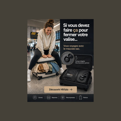 En voyage : le sac HIVizio dans la valise cabine